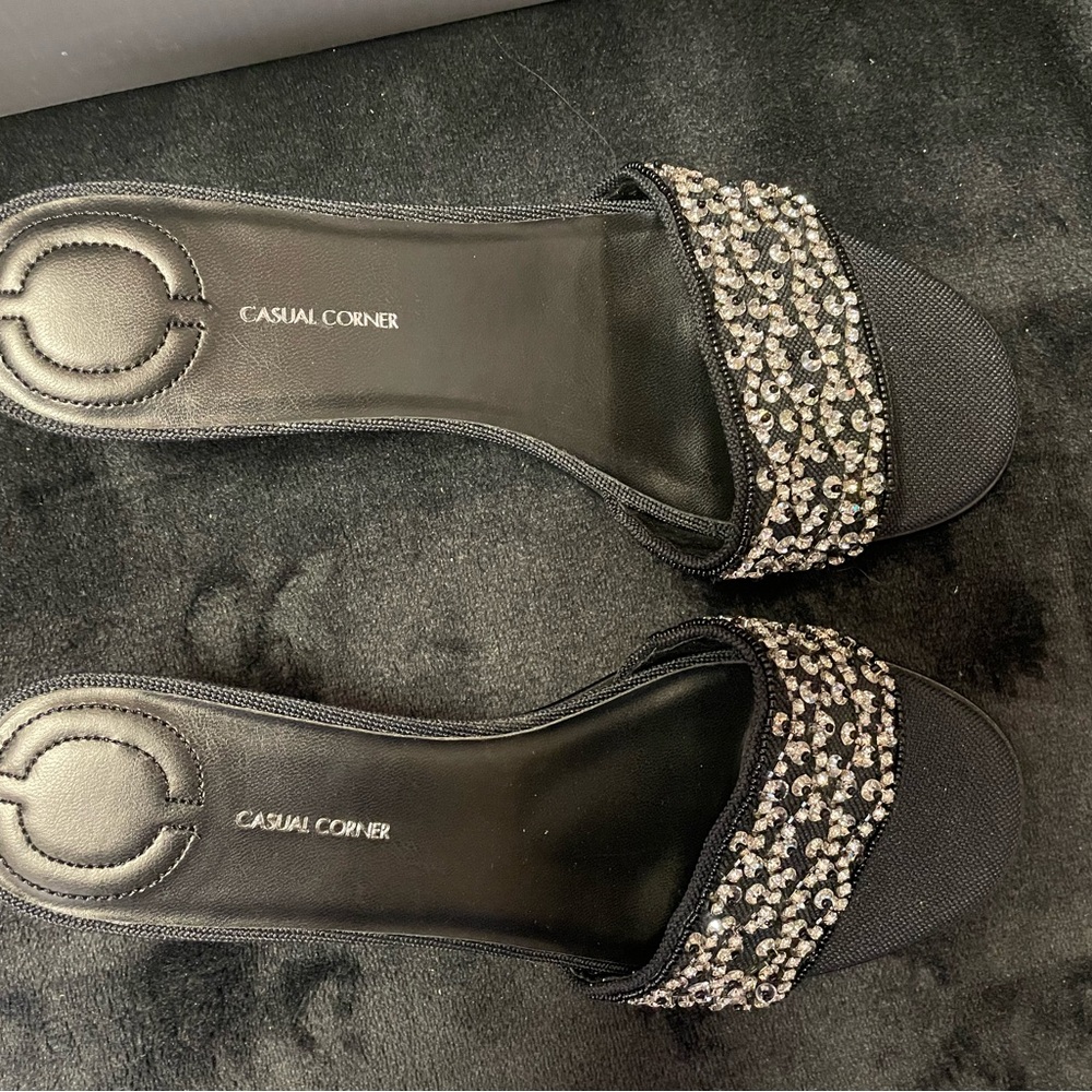 Casual Corner Black Sequin Women's Sandals